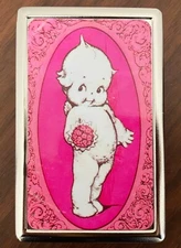 Vintage Cherub Doll Theme Metal Cigarette Case RFID Protection Wallet Valentine