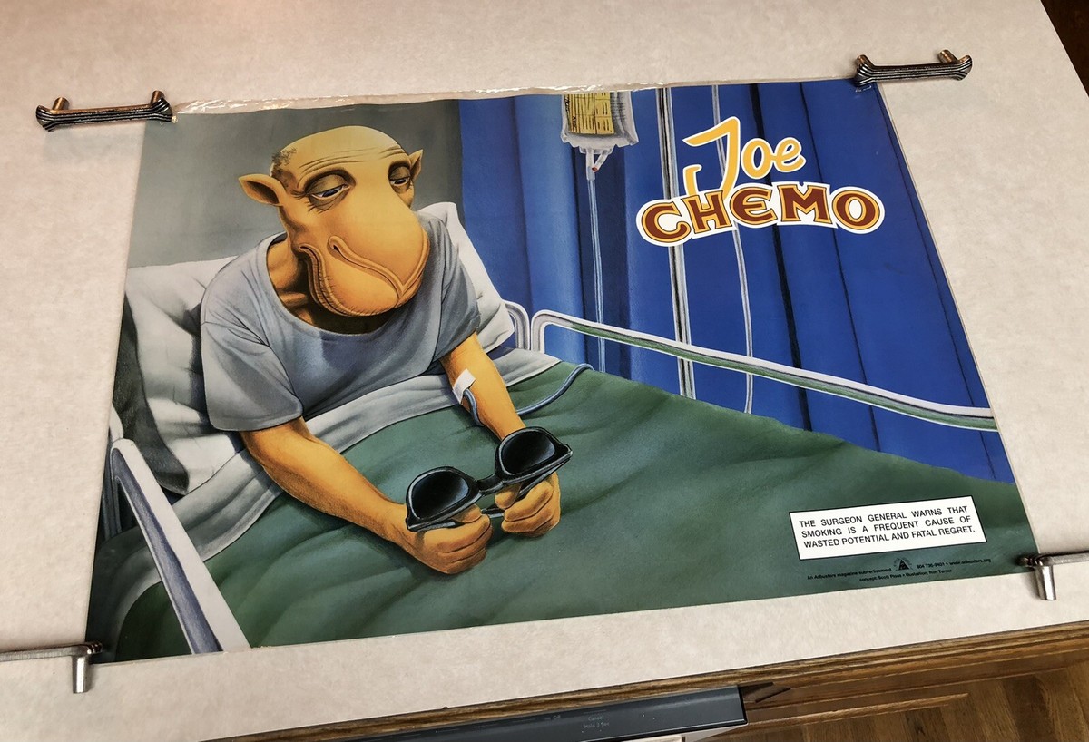 RARE Vintage 1997 Joe Camel Parody “Joe Chemo” Anti-Smoking Poster