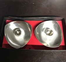 2 Stainless Mid Century Modern Danish Denmark SM Taper Candle Holders