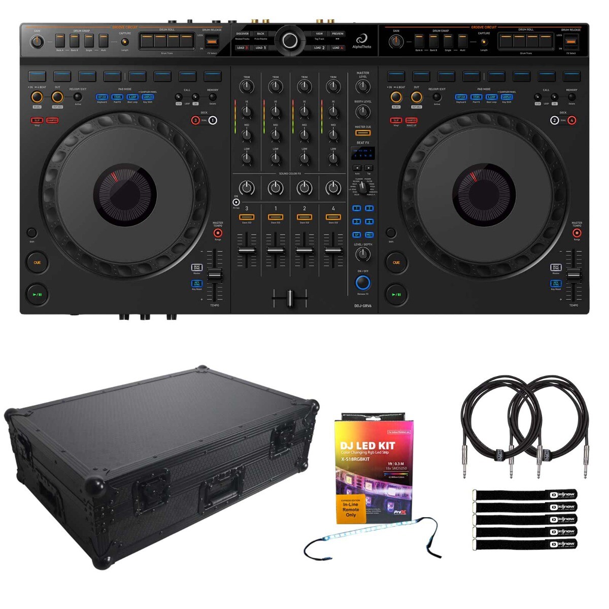 AlphaTheta DDJ-GRV6 4-канальный диджейский контроллер Stem Rekordbox Serato дорожный кейс 187090₽