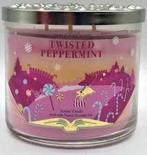 Bath & Body Works Candle TWISTED PEPPERMINT 3 Wick 14.5 oz Scented Candle