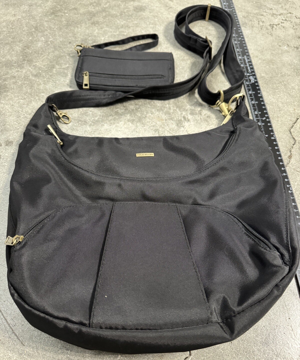 Travelon Anti-Theft LTD RFID Satchel Bag Purse & Wallet Black Long Strap No Cut