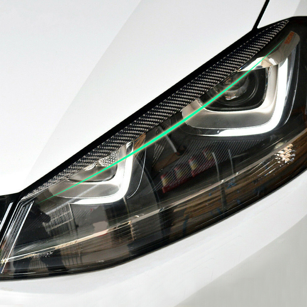 2PCS Carbon Fiber Car Headlight Eye Lid Eyebrow Cover Sticker Trim Accessories