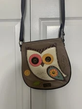 Chala Owl Deluxe Messenger Crossbody Bag Vegan Leather Detailed Purse Boho Retro