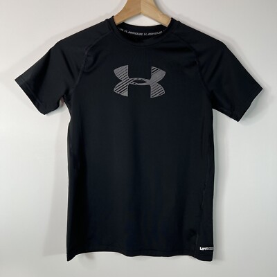 Under Armour HeatGear UPF 30+ T-Shirt Graphic Logo Black Fitted