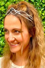 Encrusted Braid Crown   Silver Wire Band with Gemstone Accent   Medieval Metal