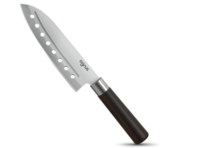 AGRUS Santoku Knife   Japanese Chef Knife with Anti-Stick Holes, Sharp Blade