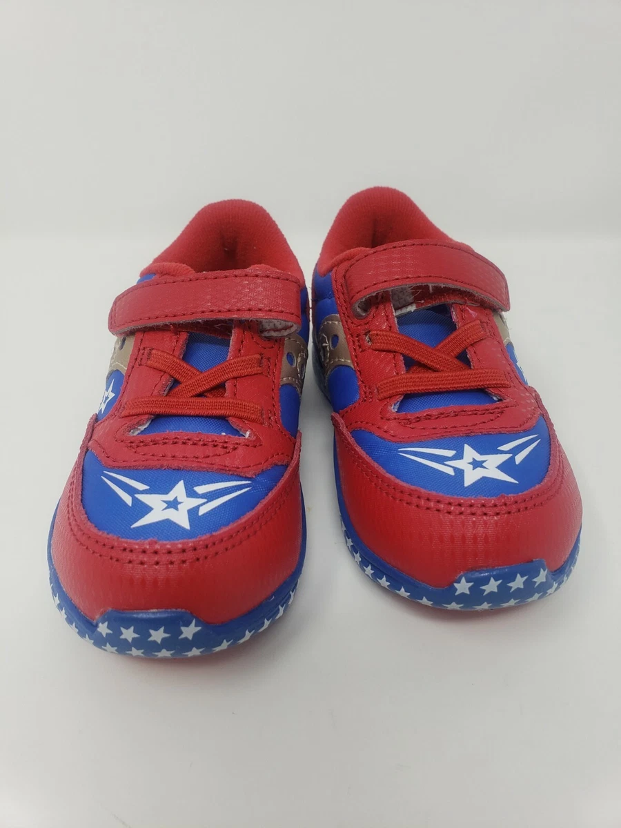 Saucony Baby Toddler Unisex Jazz Lite Sneaker Red Blue Superhero WIDE WIDTH