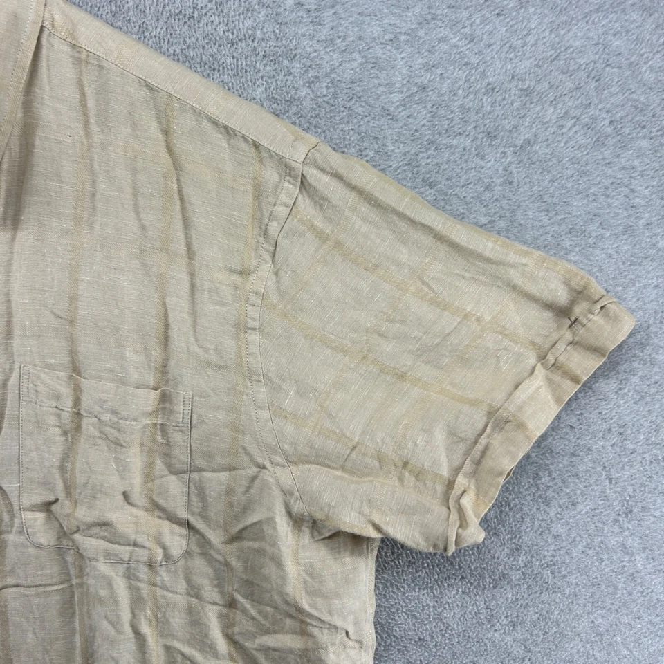 Izod Shirt Mens Size XXL Beige Striped Short Sleeve Button Up Camp Bowling - Image 3 of 4