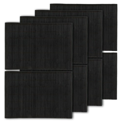 Black Bamboo Mats Place Mats with Fabric Border | BambooMN - Picture 8 of 8