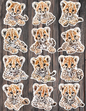 Baby Cheetah Die Cut Vinyl Stickers Set Scrapbooking Laptop Waterbottle