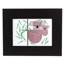 Charley Harper Koala Bear Matted Art Postcard Black Style A Ready to Frame