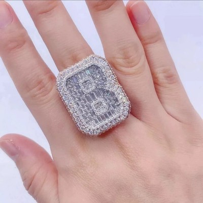 5.00Ct Baguette Cut Real Moissanite Customize Wedding Ring 14K White Gold Plated