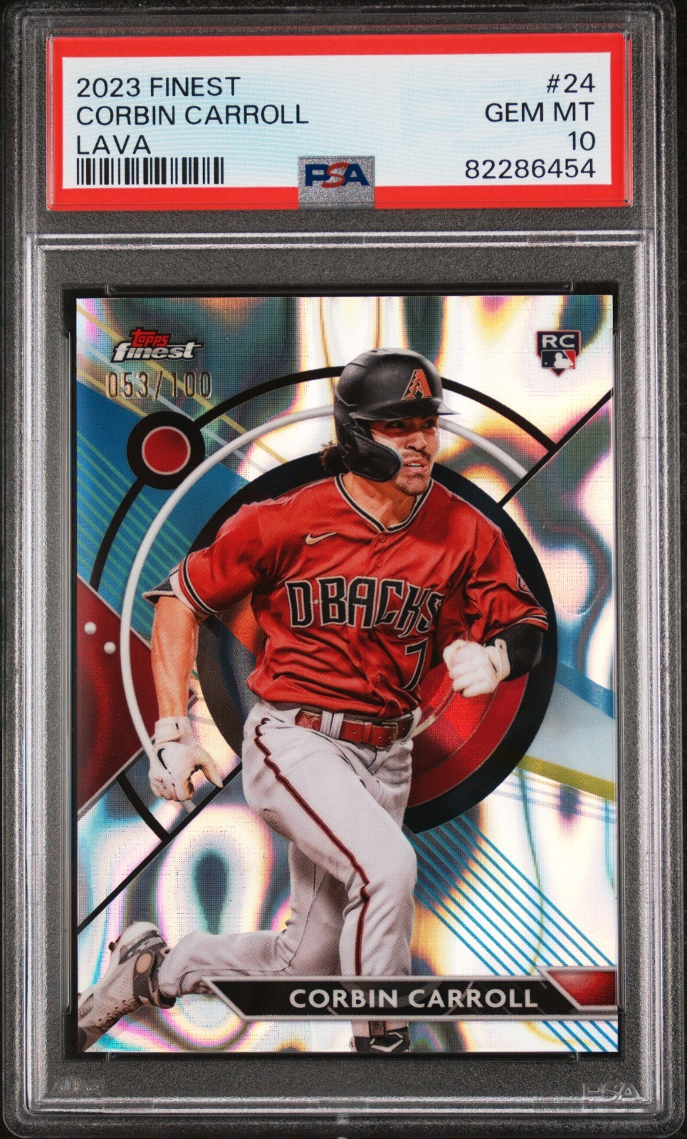 2023 Topps Finest #24 Corbin Carroll Rookie Lava Refractor /100 PSA 10 DBacks