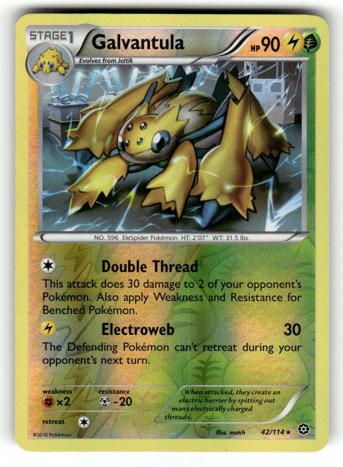 Galvantula LP 42/114 Reverse Holo Steam Siege Pokemon Rare