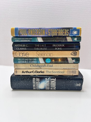 #ad Lot of 8 Sci Fi Hardcover Books Arthur C. Clarke and Poul Anderson $42.43