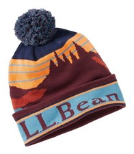 NEW L.L. Bean Sunrise Katahdin Pom Graphic Hat Beanie Winter Unisex Adult OSFA