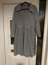 Vintage Style Navy & White Striped Dress, Likely 1960s–70s