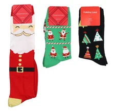 HOLIDAY LANE 3-Pack Holiday Knee High & Crew Socks One Size Santa Claus Trees