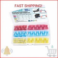 TICONN 100 Pcs Nylon Spade Quick Disconnect Connectors Kit, Electrical Insulated