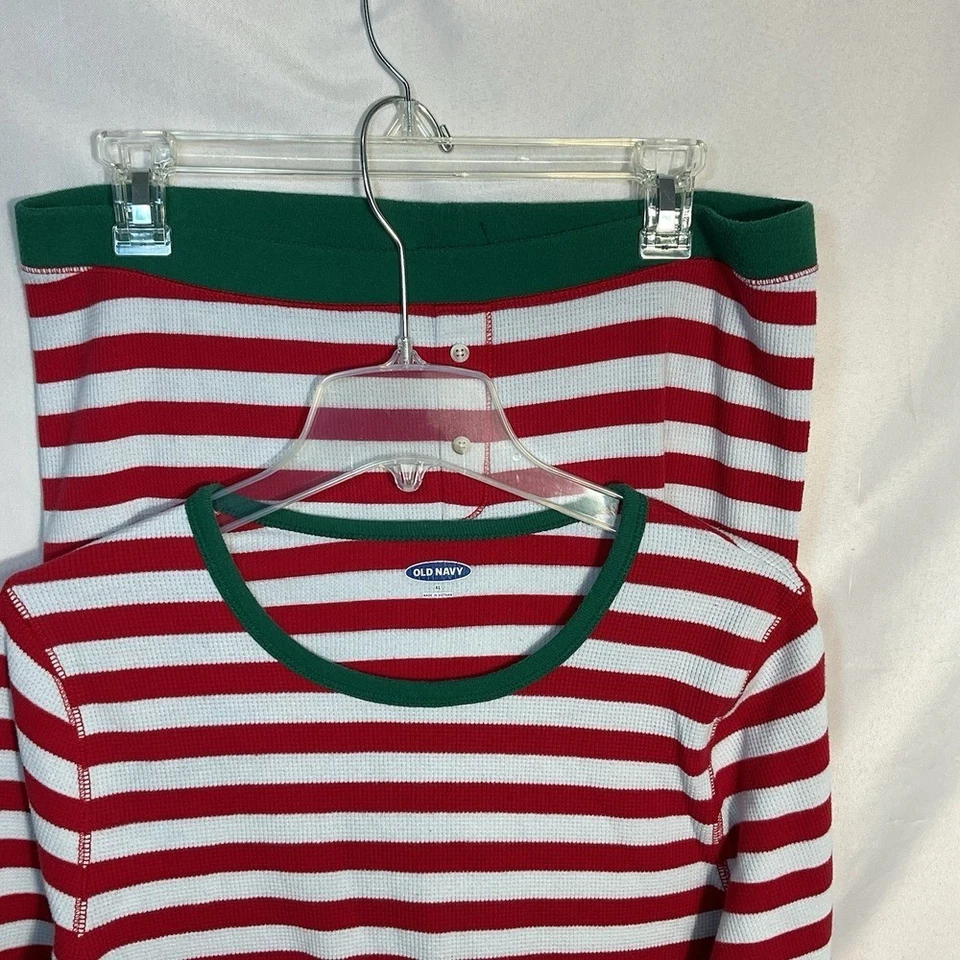 Pijama a Rayas Térmicas Rojo Elfo Navidad Antiguo Azul Marino 2 Piezas Para Mujer XL Top/Pantalón XLT Foto 3 de 4