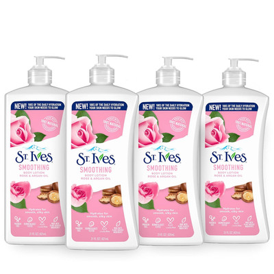 Smoothing Hand & Body Lotion for Women with Pump, Daily Moisturizer Rose and Arg