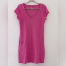 Horny Toad Pullover Pink Shirt V-neck Dress Single Pocket Cotton Blend Sz M