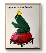 Original Art King Frog 14x11 Figurative Abstract Expressionist Art Painting