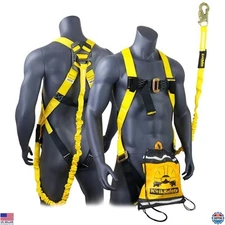 Safety Harness with 6ft Lanyard Fall Protection Kit ANSI OSHA Compliant