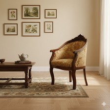 Antiker Sessel Walnuss Stoff Italien des XIX Jhs Originell