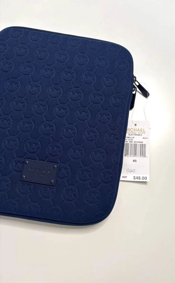 Michael Kors - Logo Navy Blue Neoprene Cushion IPAD Tablet Zip Top 8x10 Case - Image 2 of 4