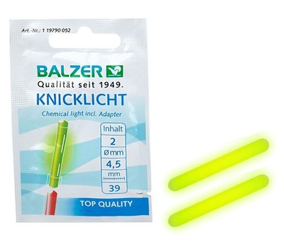 Balzer Knicklicht 2 Stück (1 Pak.) 4,5mm Gelb | Knicklichter Angeln Bissanzeiger