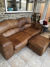 4 Seater Italian leather brown sofa in good condition 