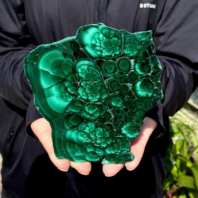 428G Natural Green Malachite Crystal Flaky Pattern Ore Specimen Quartz Healing