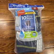 Hanes Underwear Boys Medium 8-10 Boxer Briefs Tagless Cool Comfort 10 Pair