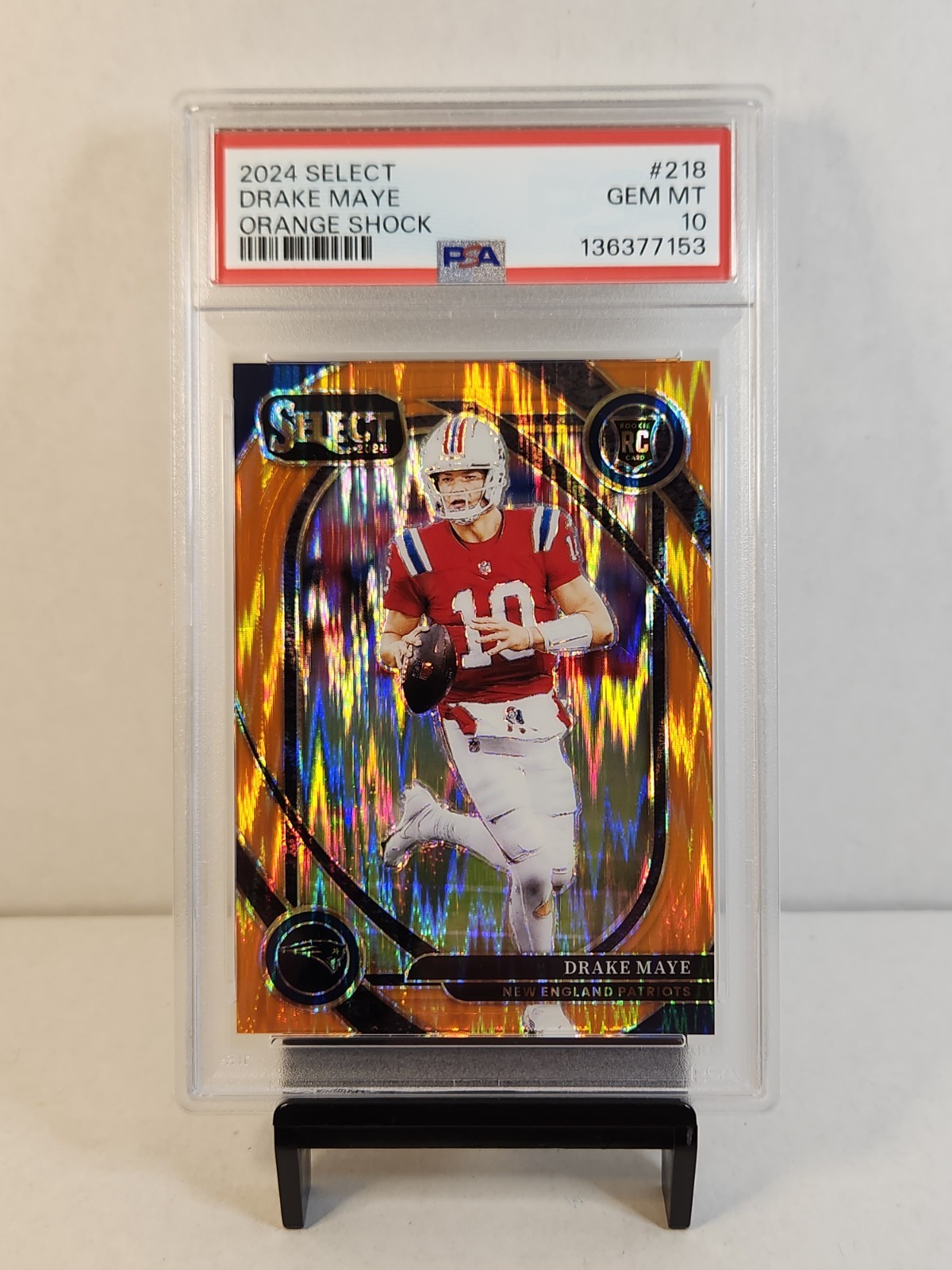 2024 Select #218 Drake Maye RC Orange Shock /399 PSA Gem 10 Patriots POP 18