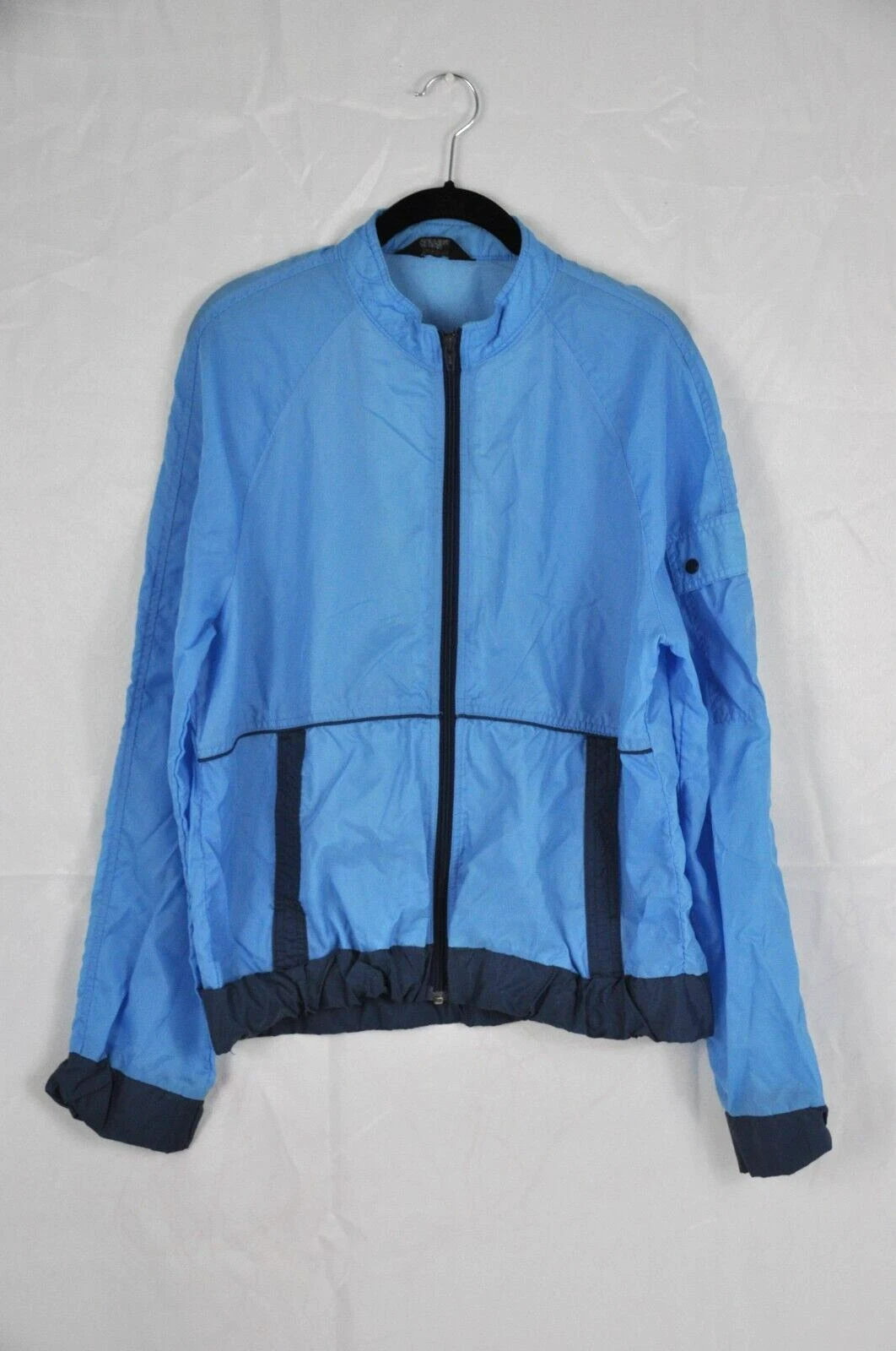 Vintage Blue JCPenney nylon zip front jacket windbreaker Medium made in Korea