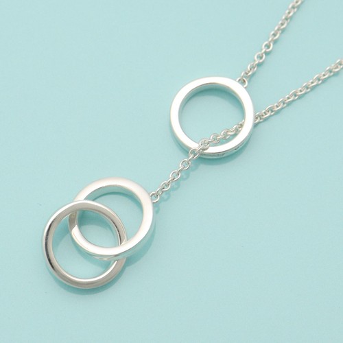 Tiffany & Co. 1837 Triple Interlocking Circles Lariat Necklace 18.3" Silver 925 - Picture 5 of 12