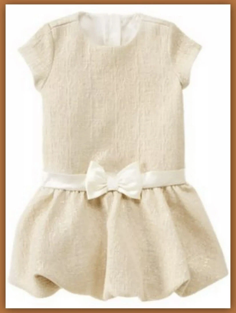 NWT Girls 12 Janie & Jack LAVISH & LUXE Metallic Gold/Cream BUBBLE skirted DRESS