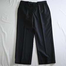 Austin Reed 36x30 Black Stripe Windsor Woolens 100 Wool Flat Front Dress Pants
