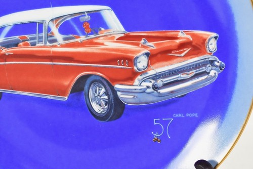 HACKET AMERICAN MILESTONE AUTOMOBILE ERA 57 CHEVY COLLECTABLE PLATE CARL POPE - Picture 3 of 5