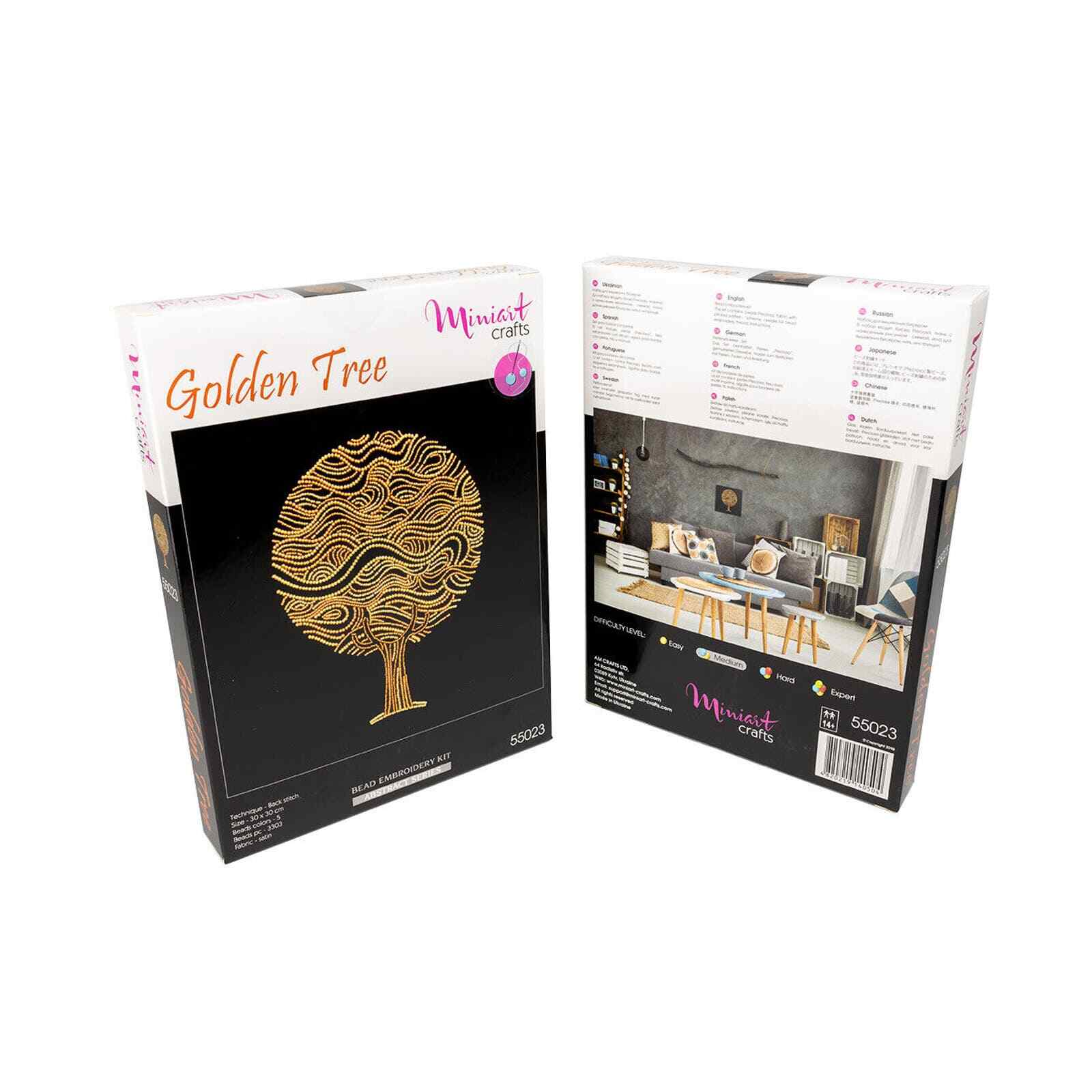 Bead DIY embroidery kit Miniart Crafts 55023 Golden tree handmade wall art