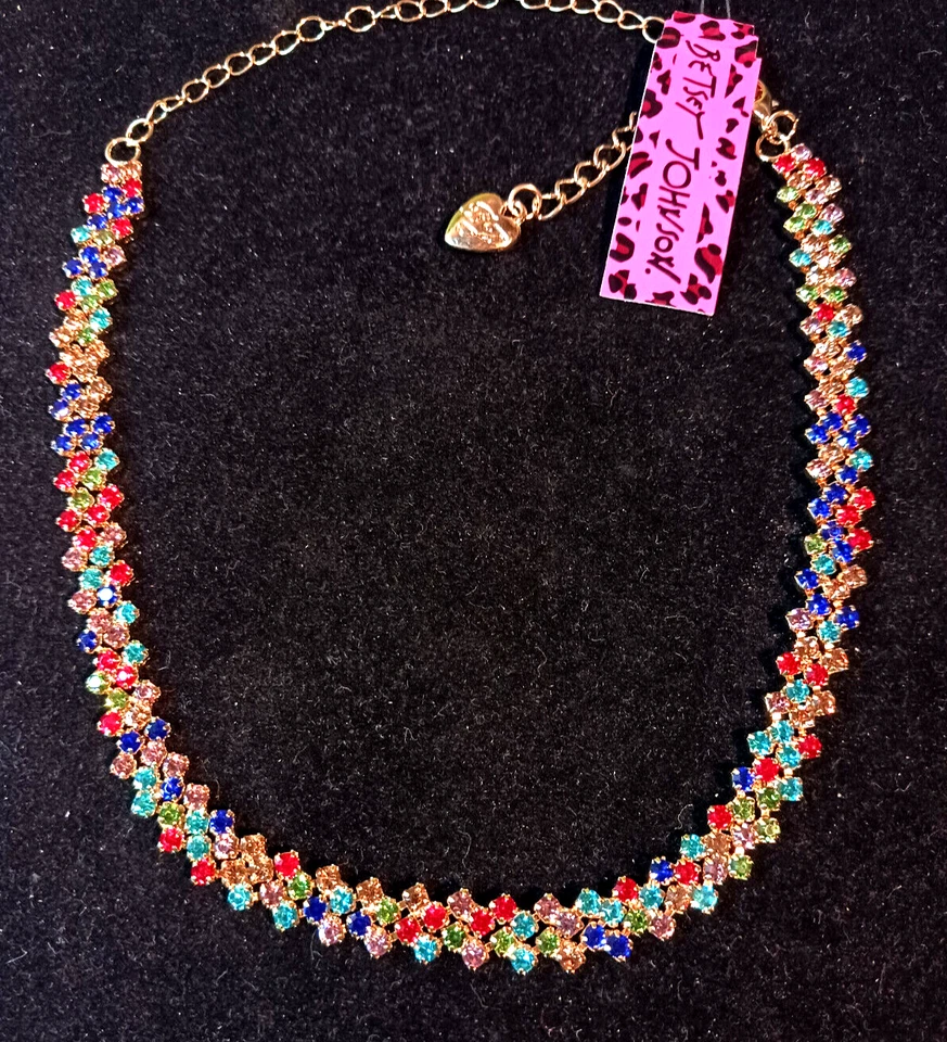 Diva Edgy COLORIDO Diamantes de Imitación Gargantilla Betsey Johnson HIP HOP Collar Club Nocturno Foto 3 de 4