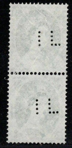 Perfins Great Britain GB 1952, Pair QE II Nine Pence IL. Sc302 - Picture 2 of 3