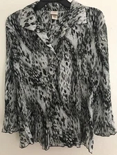 Covington Women’s Black And White Accordian Cardigan Blouse Size Large