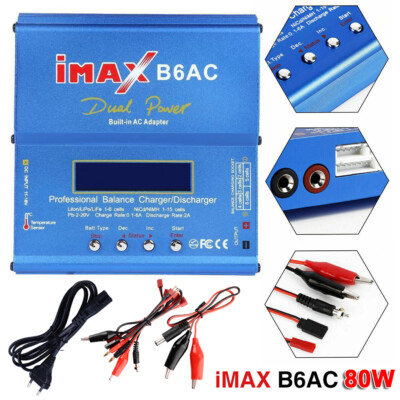 iMAX B6AC 80W LCD-Bildschirm Digital RC LiPo NiMh Akku Balance Power Ladegerät