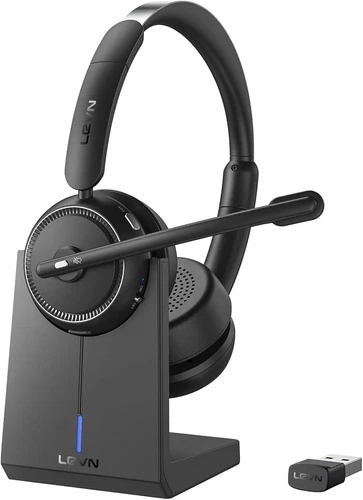 Wireless Headset with Mic for Work,Bluetooth Headset with Microphone (Noise Canc