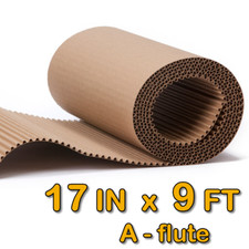 17 IN x 9 FT Single Face A-flute Corrugated Cardboard Roll for Crafts and Wrap