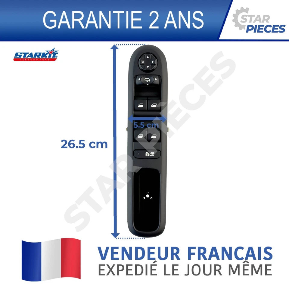 COMMANDE BOUTON LEVE VITRE AVANT GAUCHE 3008 5008 2010-2016 6490X6 96650621ZD - Photo 4/4