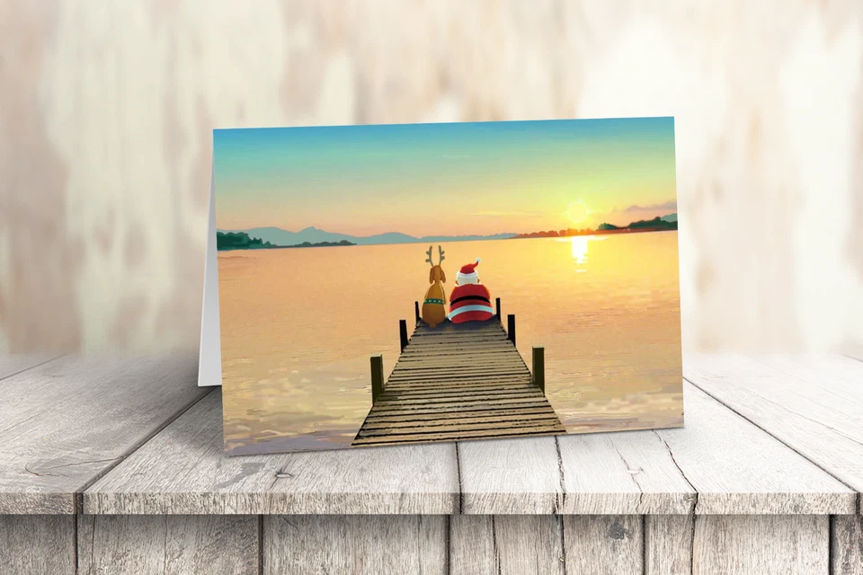 Dock Sunset Christmas Card | 18 Boxed Holiday Cards and Envelopes-60037 - Image 3 of 4